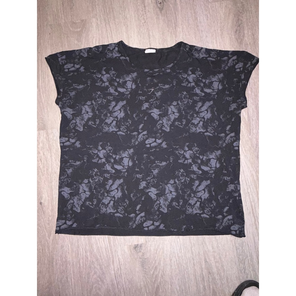 Gymshark Krissy Cela Acid Wash Oversized T-Shirt XXL Grey Black Graphic Tee
